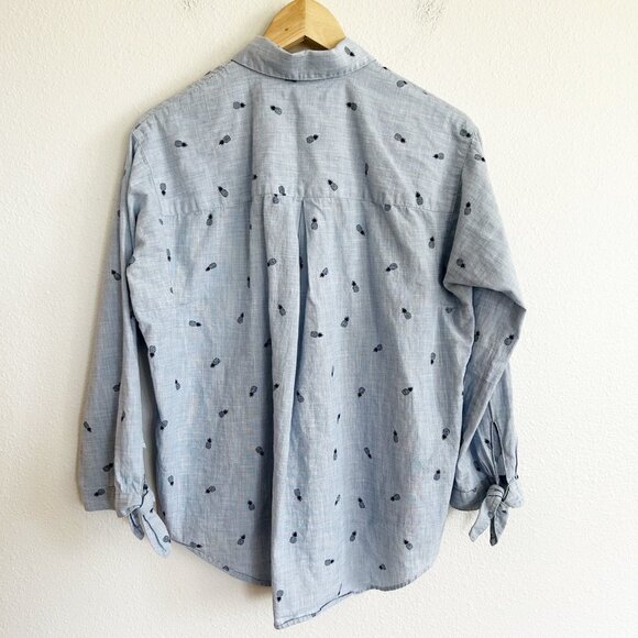 Madewell Shrunken Trapeze Pinneapple Chambray Button Down Shirt Sz S - Picture 5 of 9